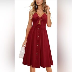 Elegant Red Button-Down Dress